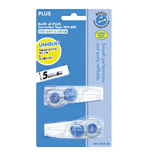 Plus Whiper Mr Correction Tape Refill (2X) 5MM x 6M WH-605R-2P-EA