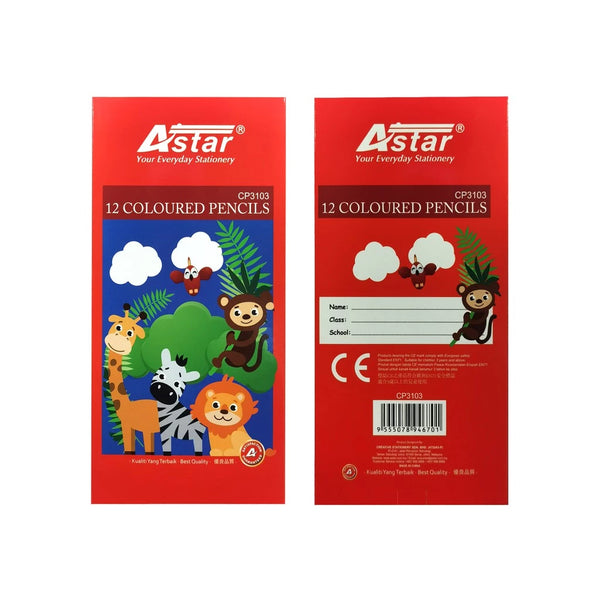 ASTAR COLOURED PENCIL 12 COLOURS 7" CP3103