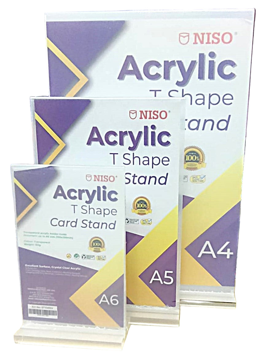NISO ACRYLIC T SHAPE CARD STAND – Premio Stationery