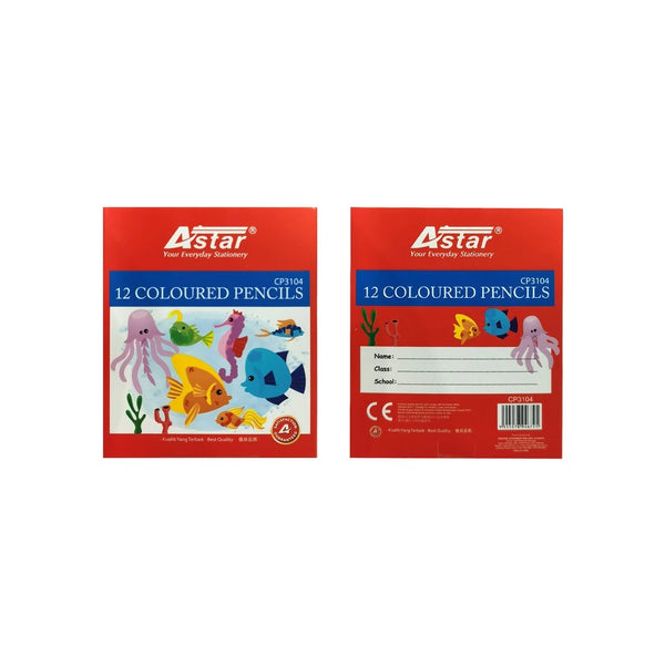 ASTAR COLOURED PENCIL 12 COLOURS 4"CP3104