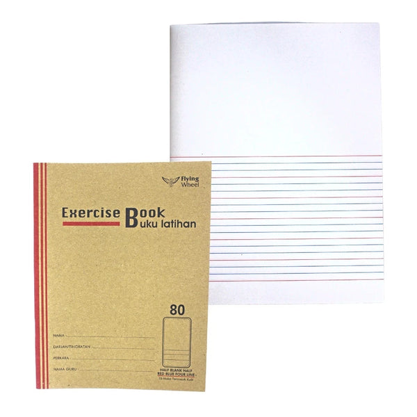 EXERCISE BOOK HALF BLANK FOUR LINES 80PAGES FW1001-080-0