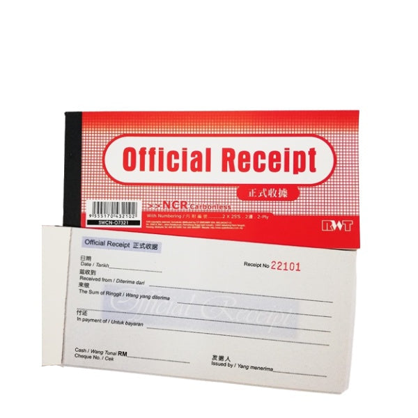 RWT OFFICIAL RECEIPT 25'SX2PLY SWCN-07321 – Premio Stationery