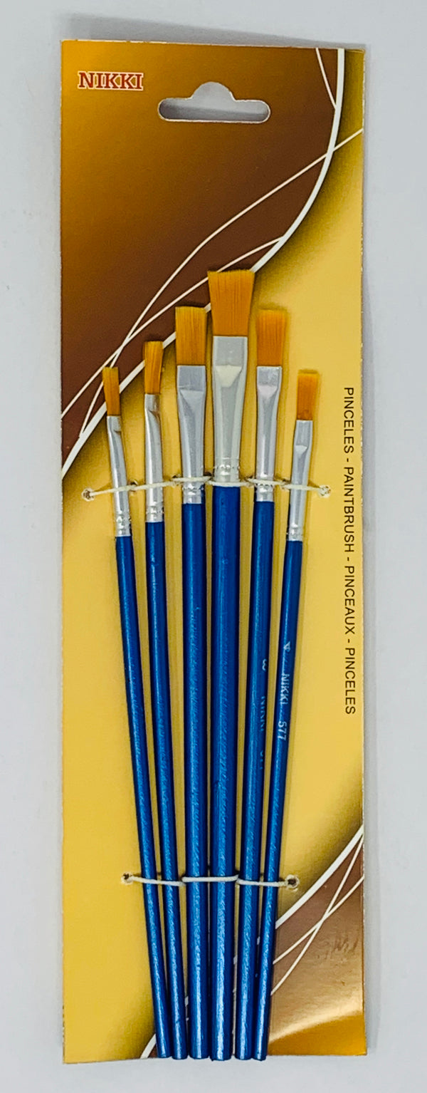 NIKKI Brush Set Flat Chisel Nylon (2,4,6,8,10,12) No. 5677