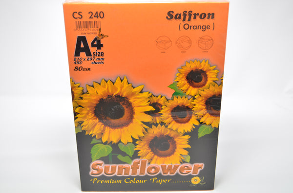 Sunflower A4 Paper 80GSM Saffron (Orange) -450'S CS240