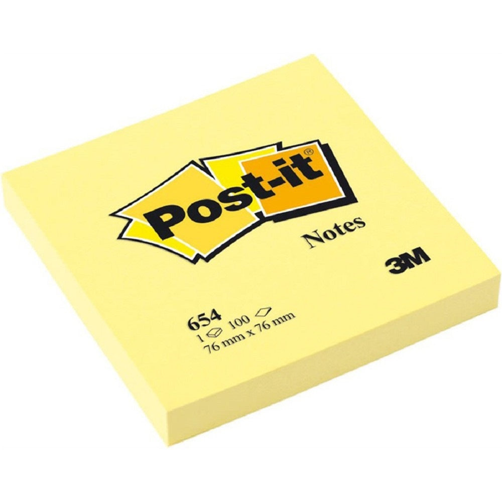 3M Post-it® Notes 654 - 3'' x 3'' (76MM x 76MM) Yellow
