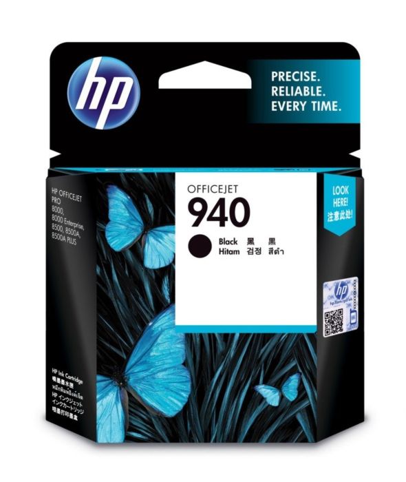 HP 940 Black Ink Cartridge C4902AA, yeild approx 1000 PGs