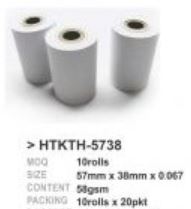 CP Thermal Roll For Credit Card 57MM x 15.5 (10 Rolls/PKT) HTKTH-5738NC