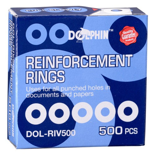 Dolphin Reinforcement Ring 500'S/Box White – Premio Stationery