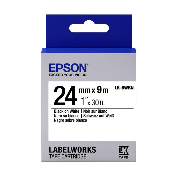 Epson Labelworks White-On-Black Tape 24MM x 9M LK-6BWV