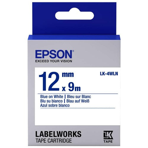 Epson Labelworks White-On-Blue Tape 12MM x 9M LK-4WLN