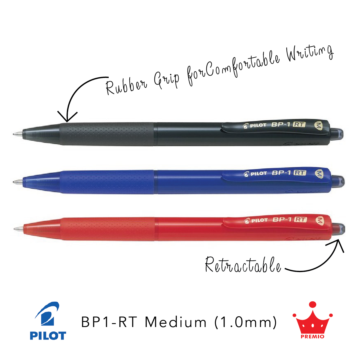 PILOT BP-1 RT BALLPEN MEDIUM – Premio Stationery