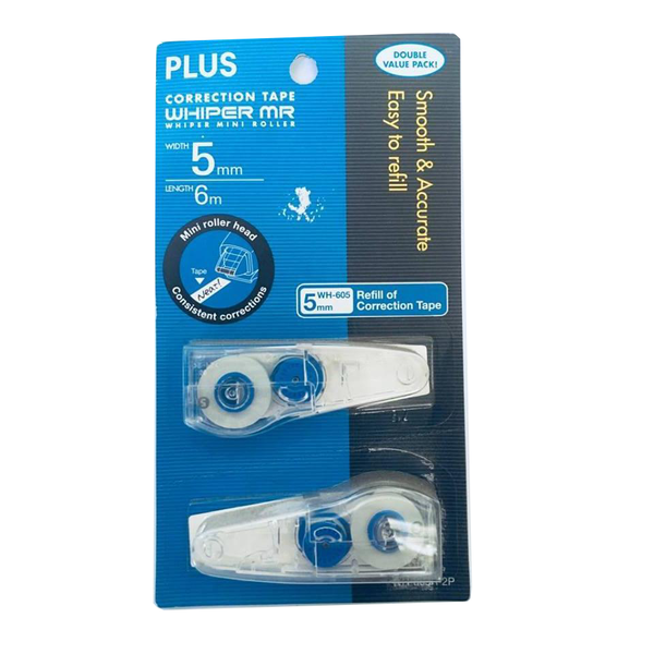 Plus Whiper Mr Correction Tape Refill (2X) 5MM x 6M