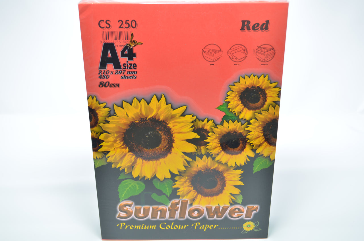 Sunflower A4 Paper 80GSM Red -450'S CS250